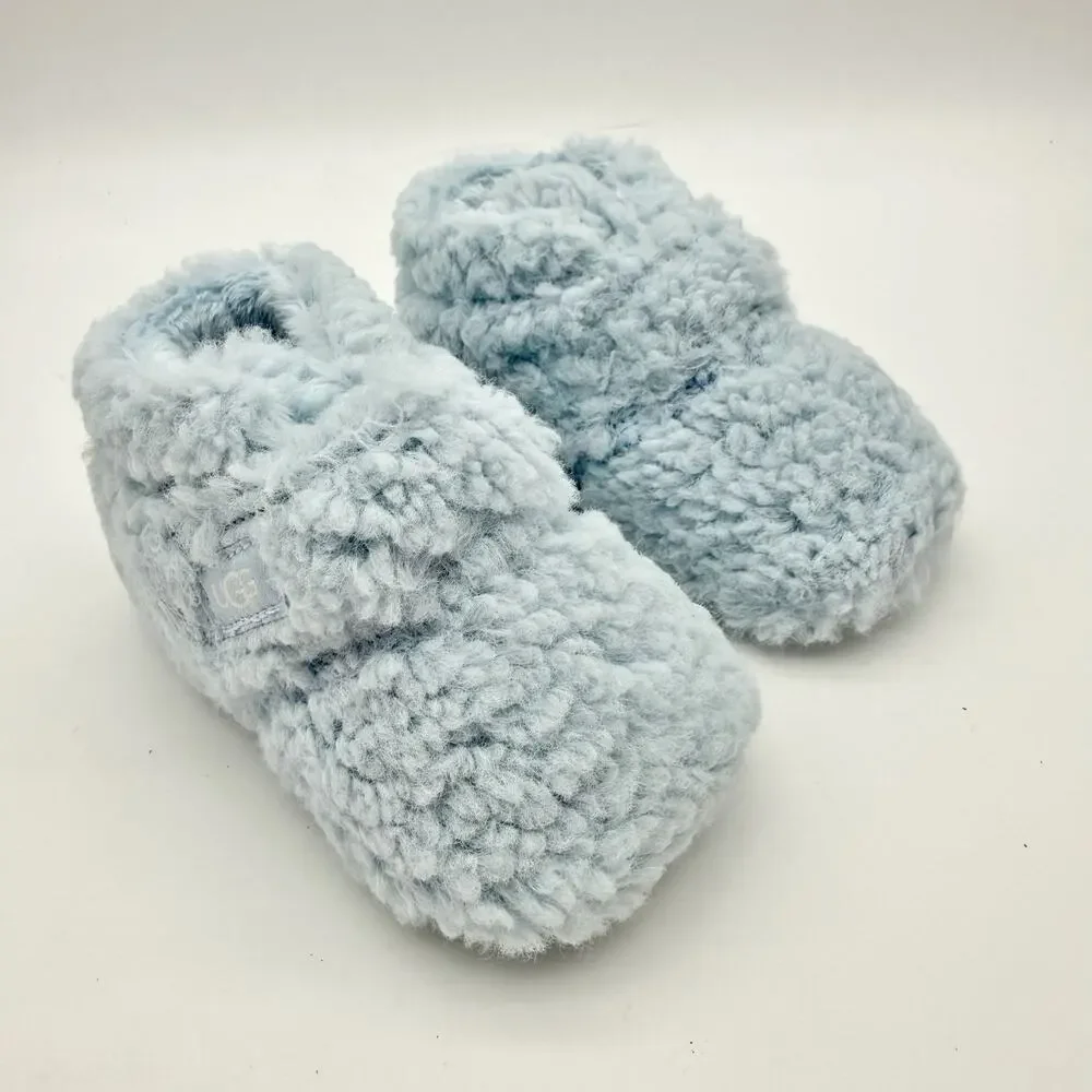 UGG Infant Bixbee Booties US 4-5 M Blue Vegan Fur Hook and Loop NIB